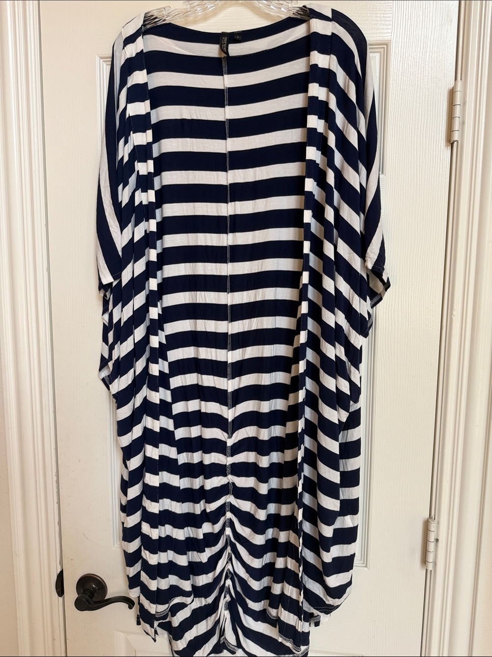 Bond-eye Australia Navy and White Striped Open Front Swim Cover-Up or Duster